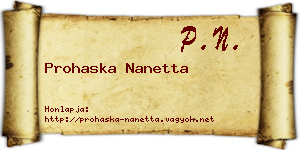 Prohaska Nanetta névjegykártya